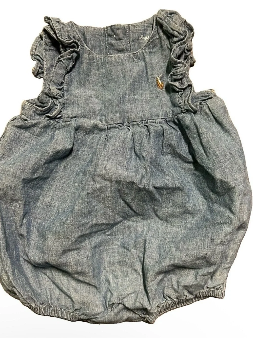 Baby Girl Ralph Lauren Blue Bubble Romper Size 0-3 Months